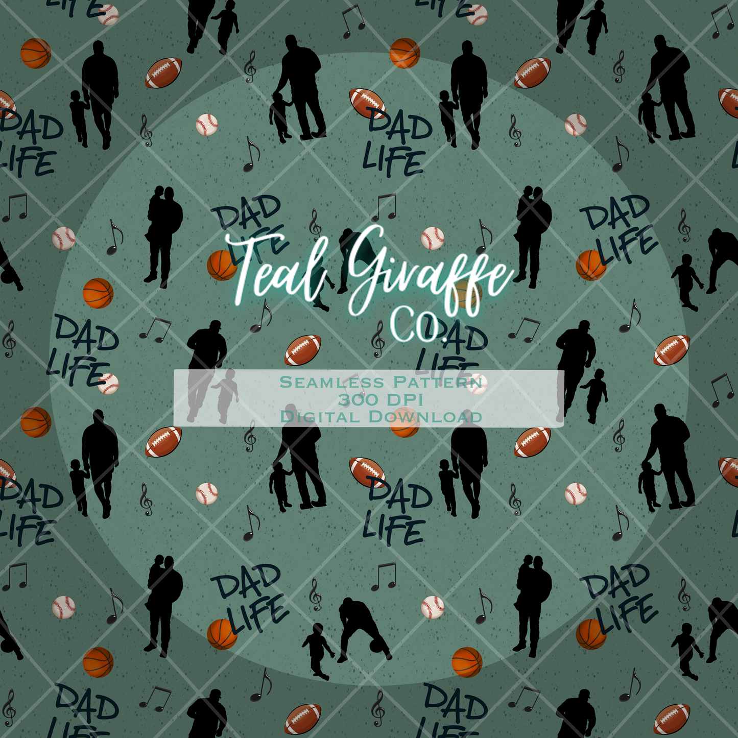 Dad Life Silhouette Seamless Pattern
