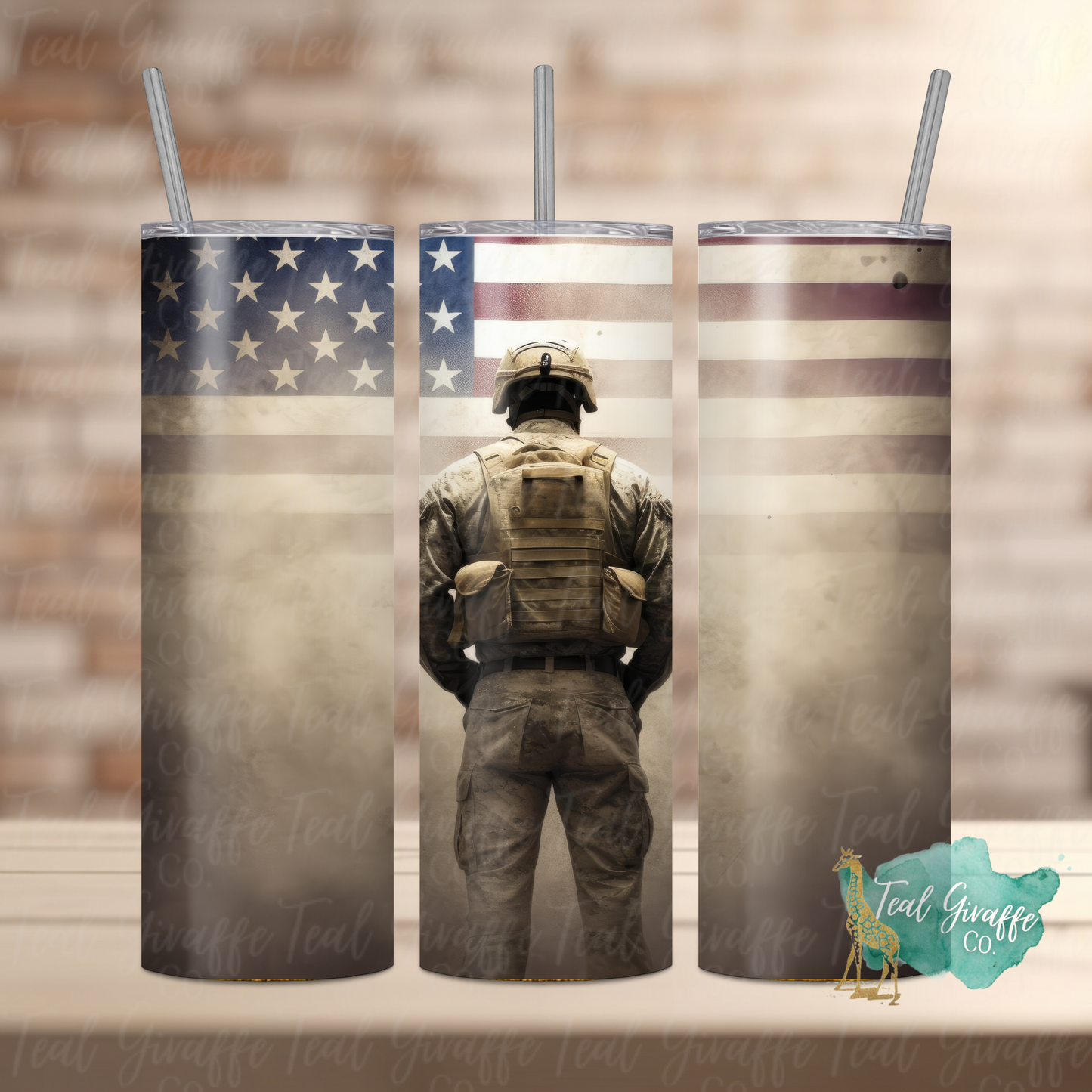 American Soldier 20 oz Skinny Tumbler