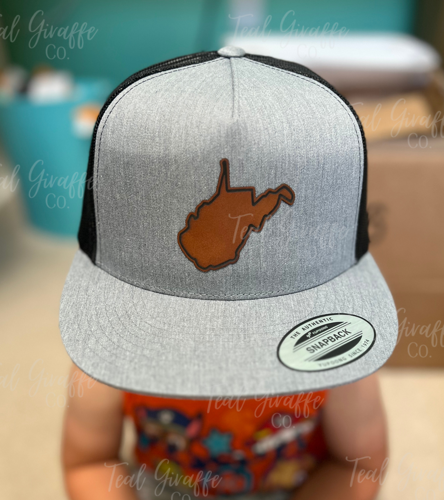 State Leatherette Patch Snapback Hat