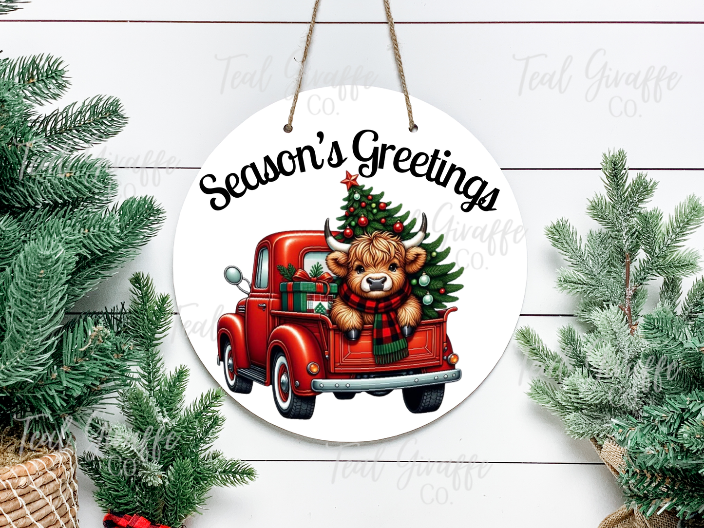 Highland Cow & Truck Door Hanger