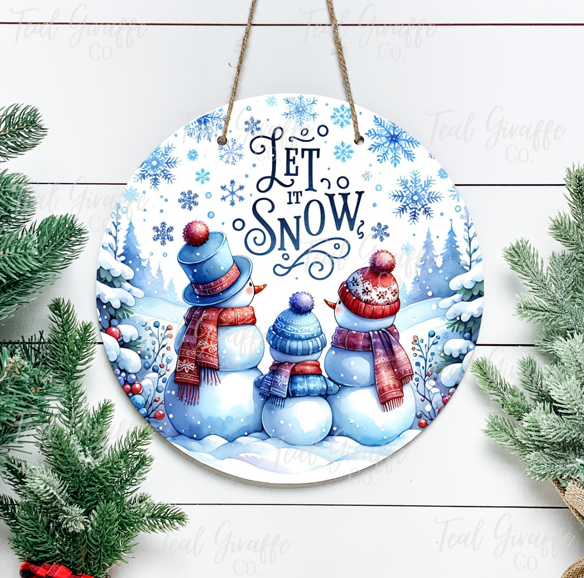 Let It Snow Snowman Door Hanger