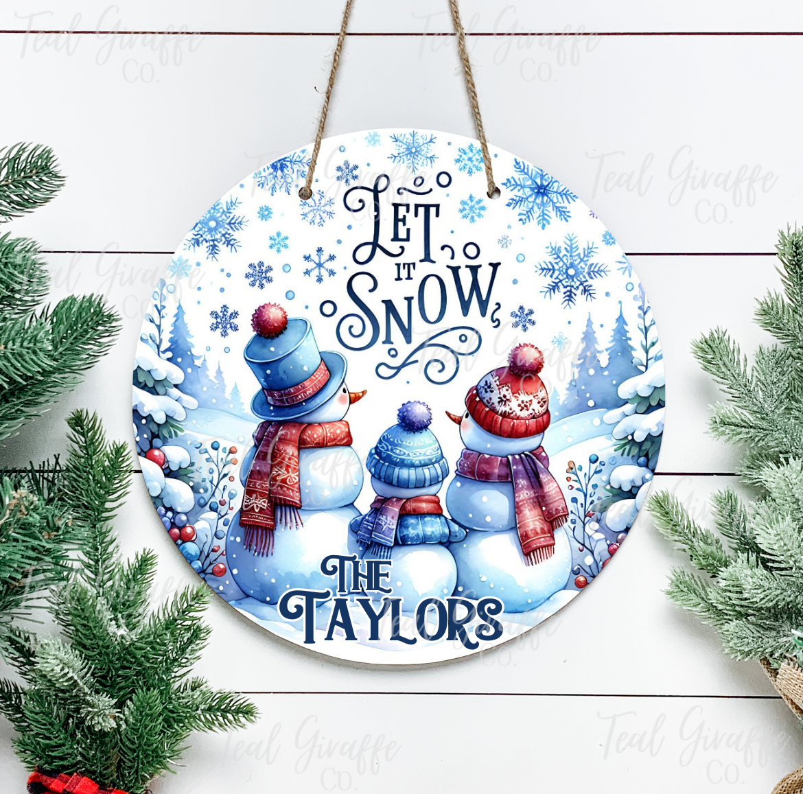 Let It Snow Snowman Door Hanger