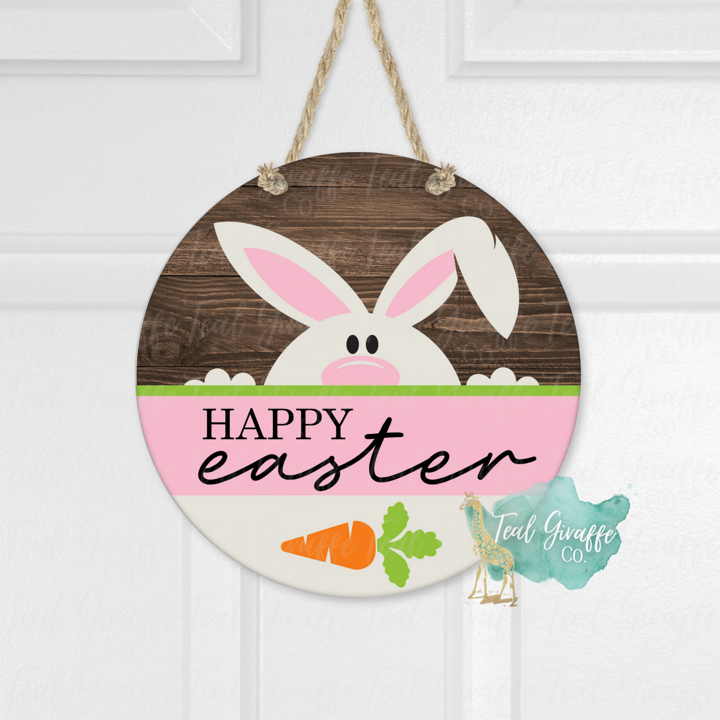 Happy Easter Bunny Head 12” Door Hanger