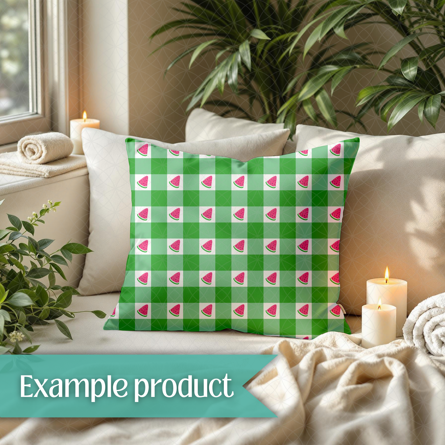 Green Watermelon Plaid Seamless Pattern