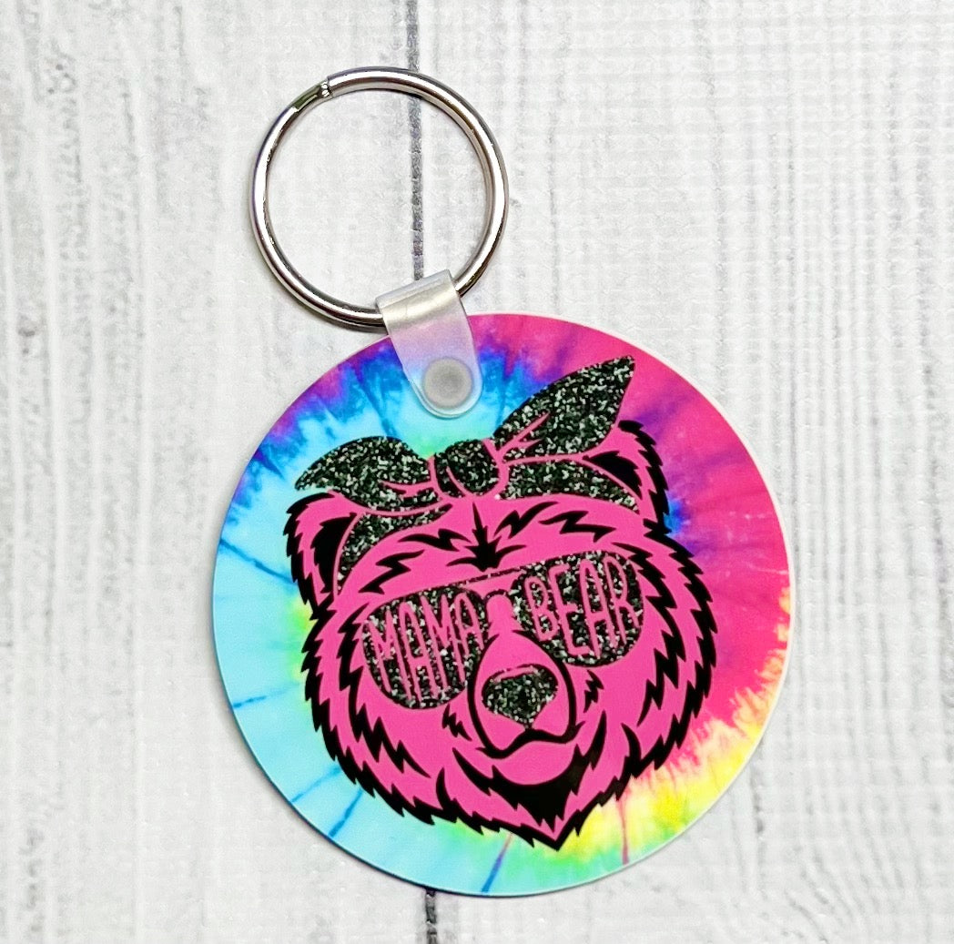 Tie-Dye Mama Bear Keychain