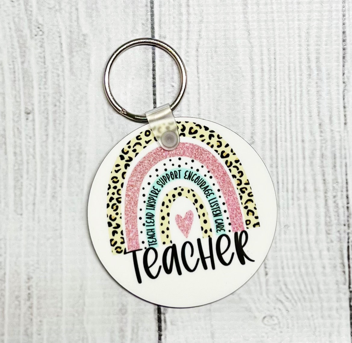 Boho Rainbow Teacher Keychain