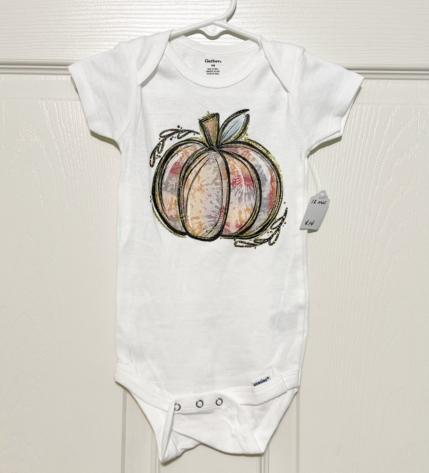 Tie Dye Pumpkin Onesie - White