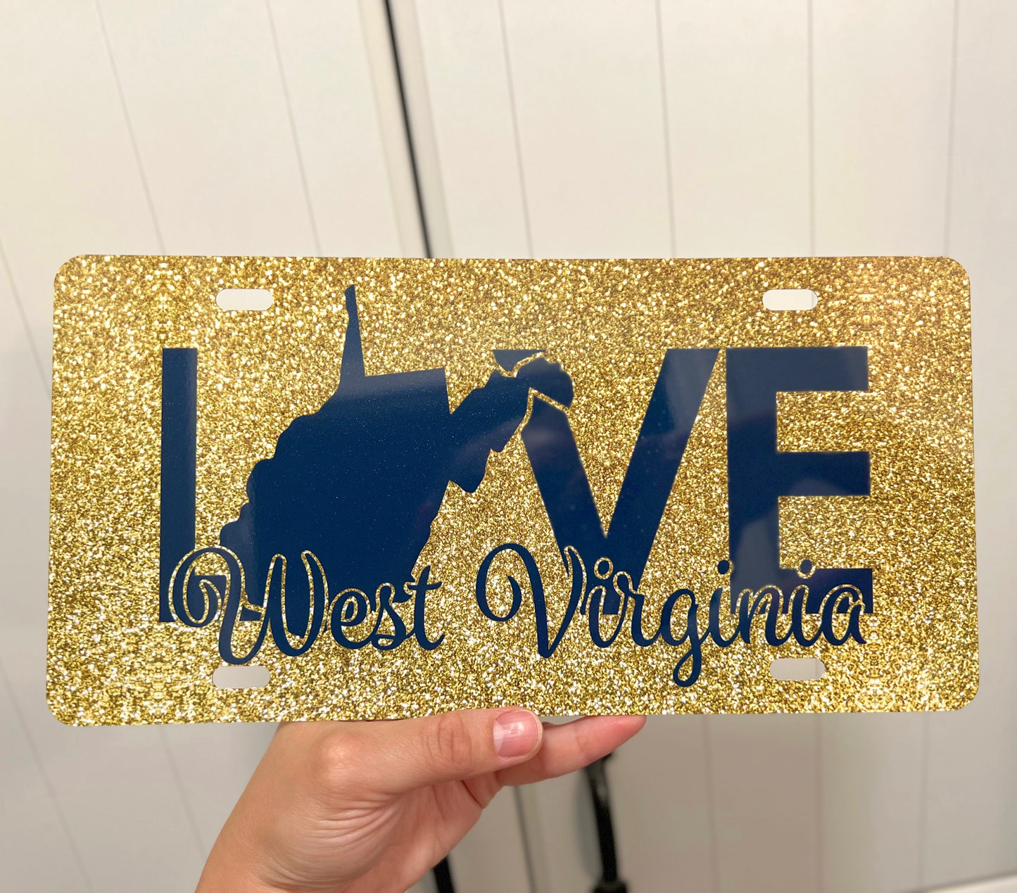 West Virginia Love Glitter License Plate