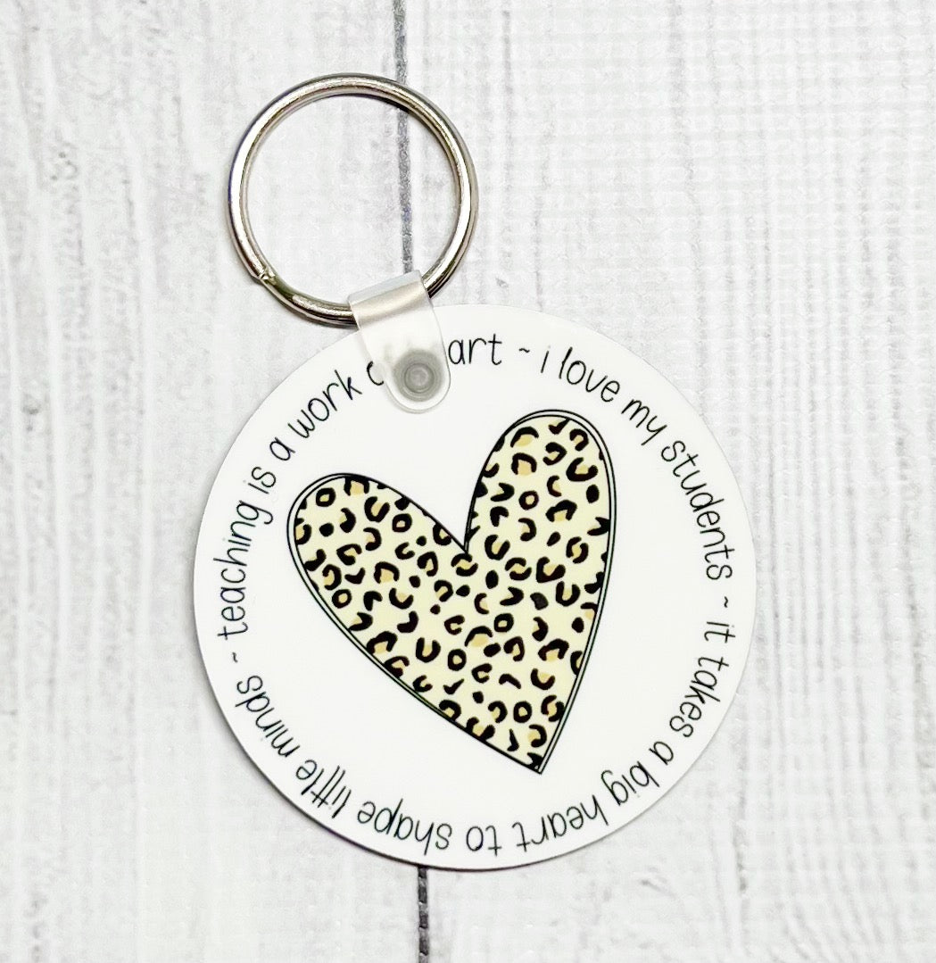 Teacher Leopard Heart Keychain