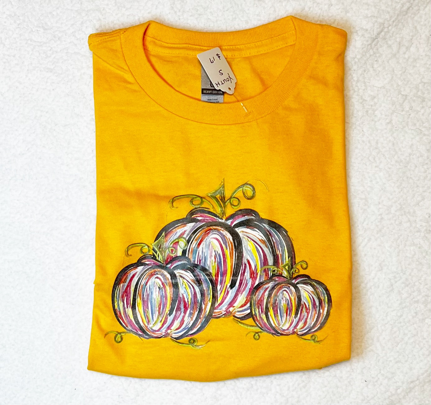 Colorful Pumpkin Shirt - Youth Gold