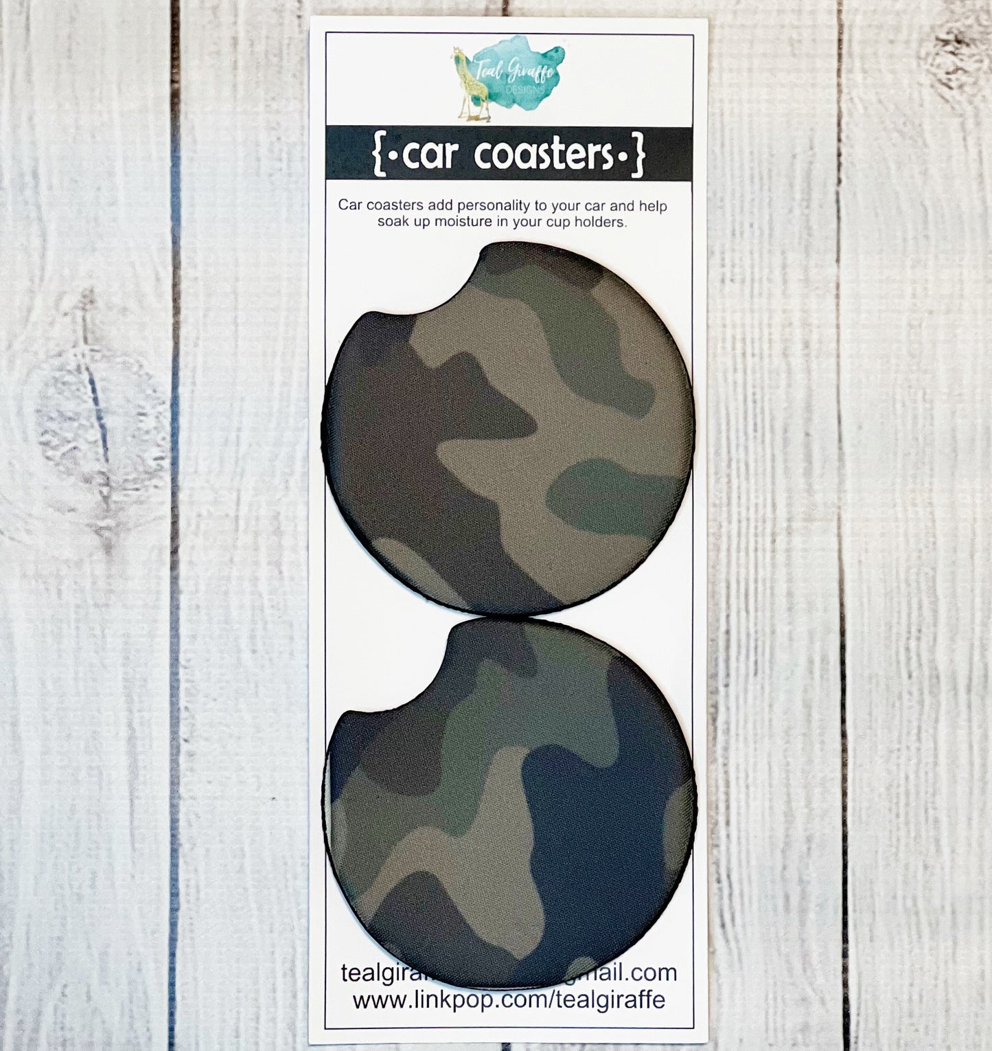 Camo Neoprene Car Coaster Set