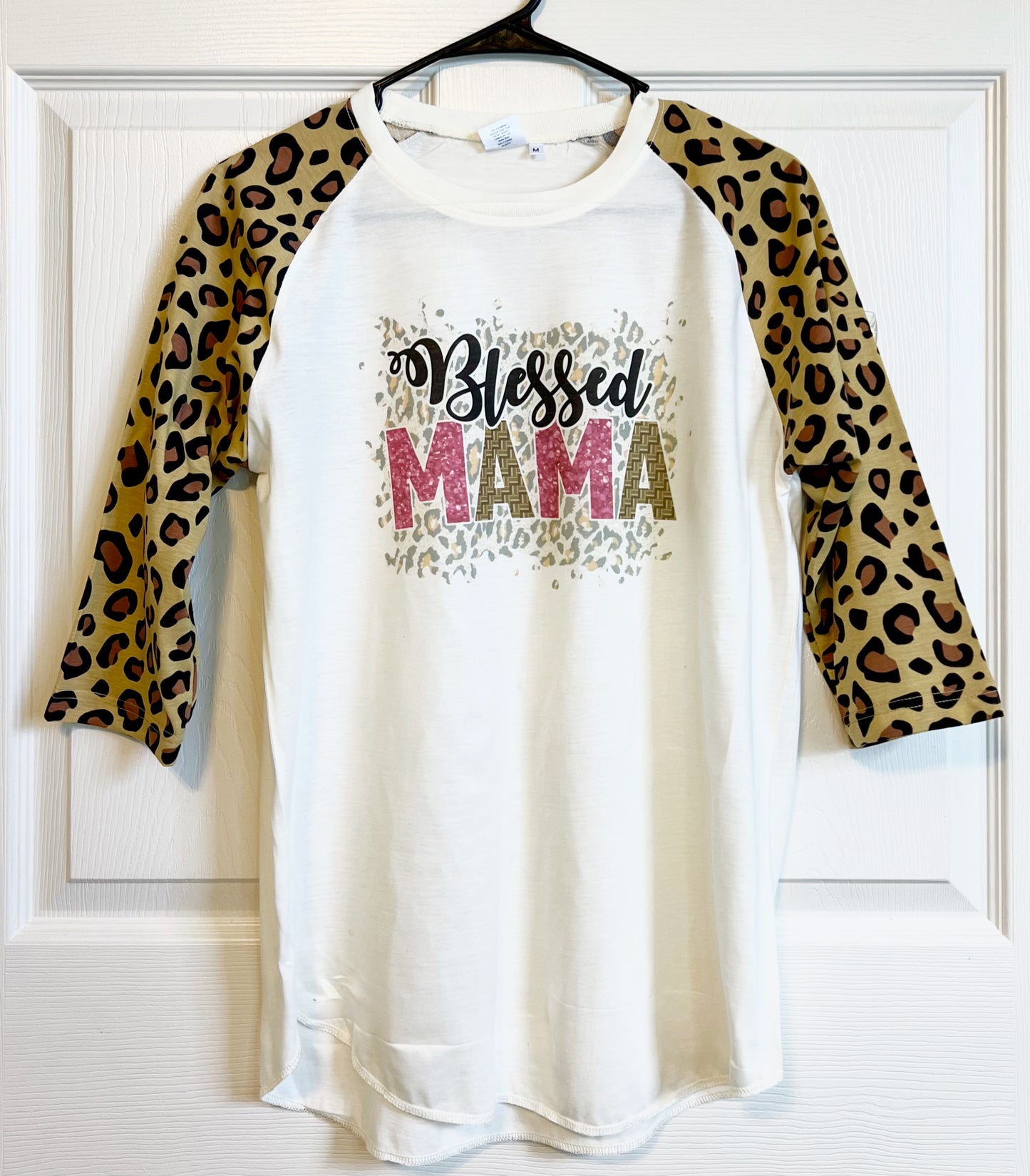 Blessed Mama Leopard Raglan Shirt