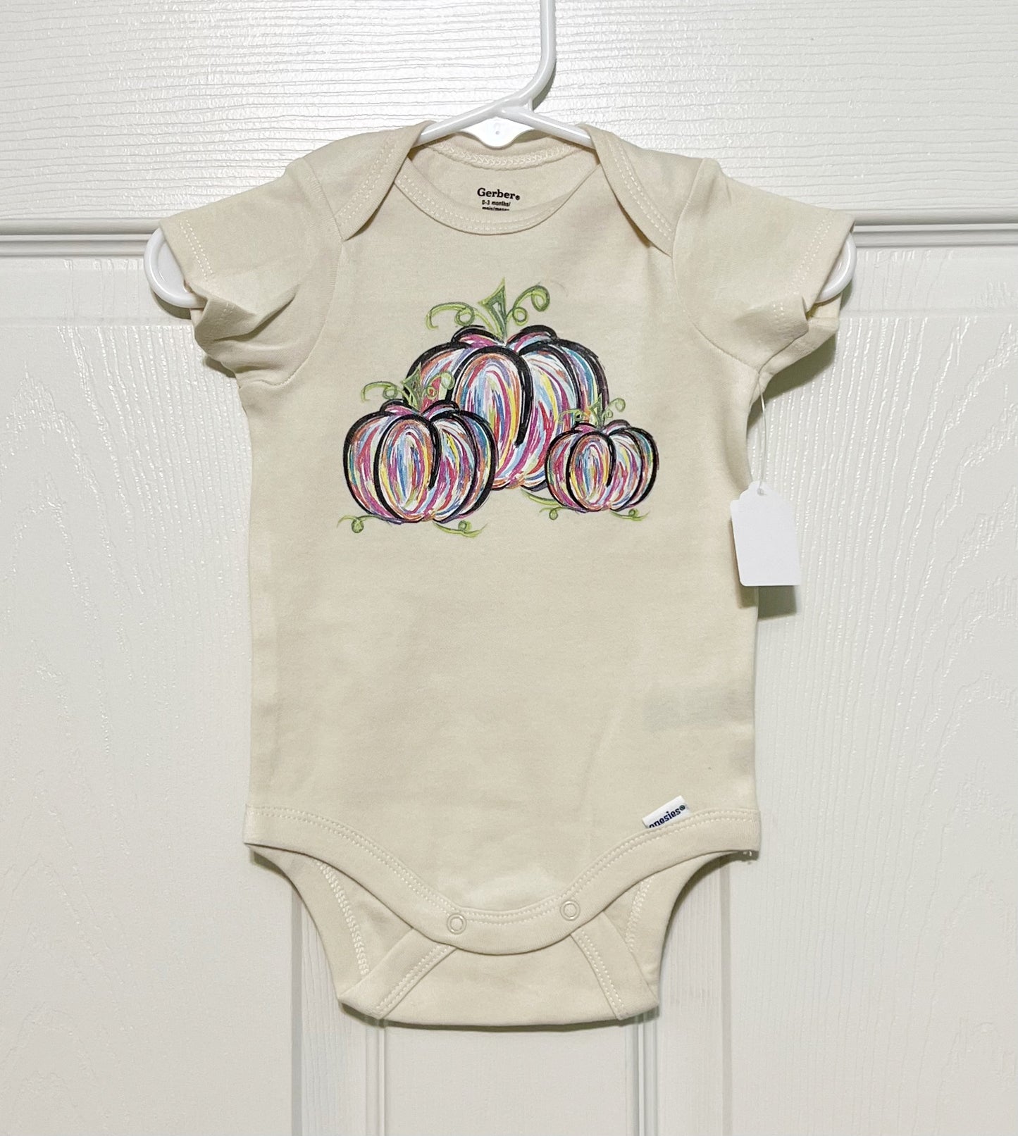 Colorful Pumpkin Onesie - Tan