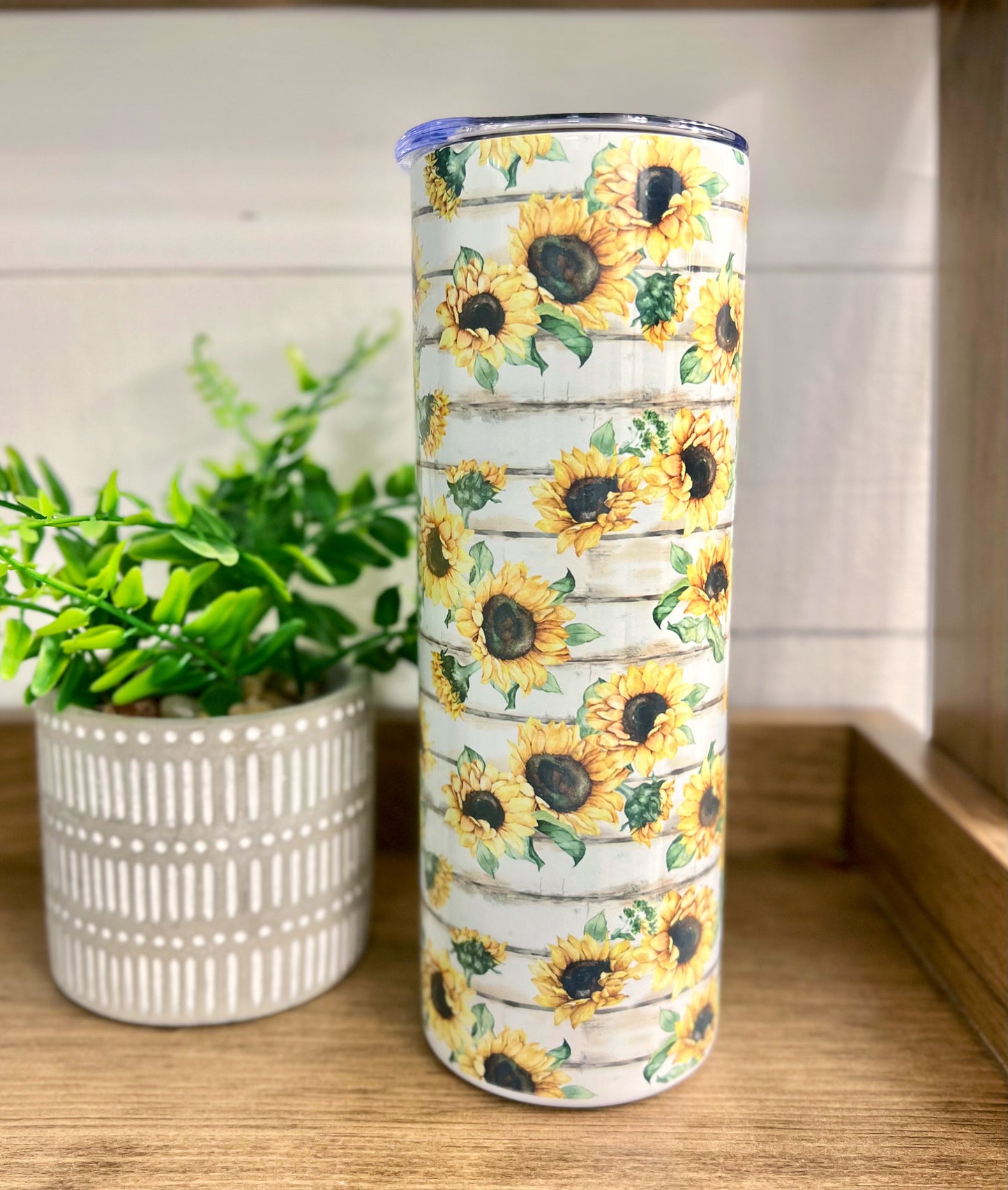 Sunflowers & Wood 20 oz Skinny Tumbler