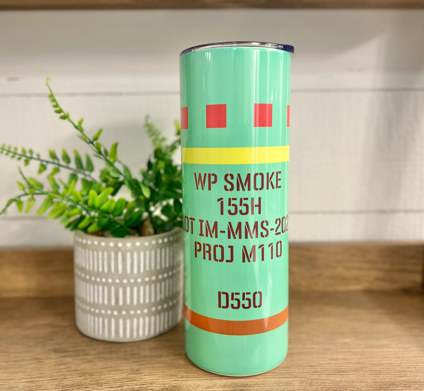 WP Smoke Round 155mm 20 oz Skinny Tumbler