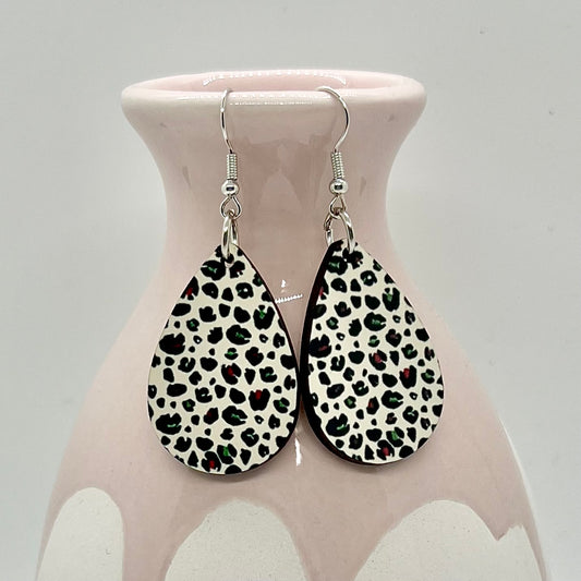 Christmas Leopard Print Teardrop Earrings