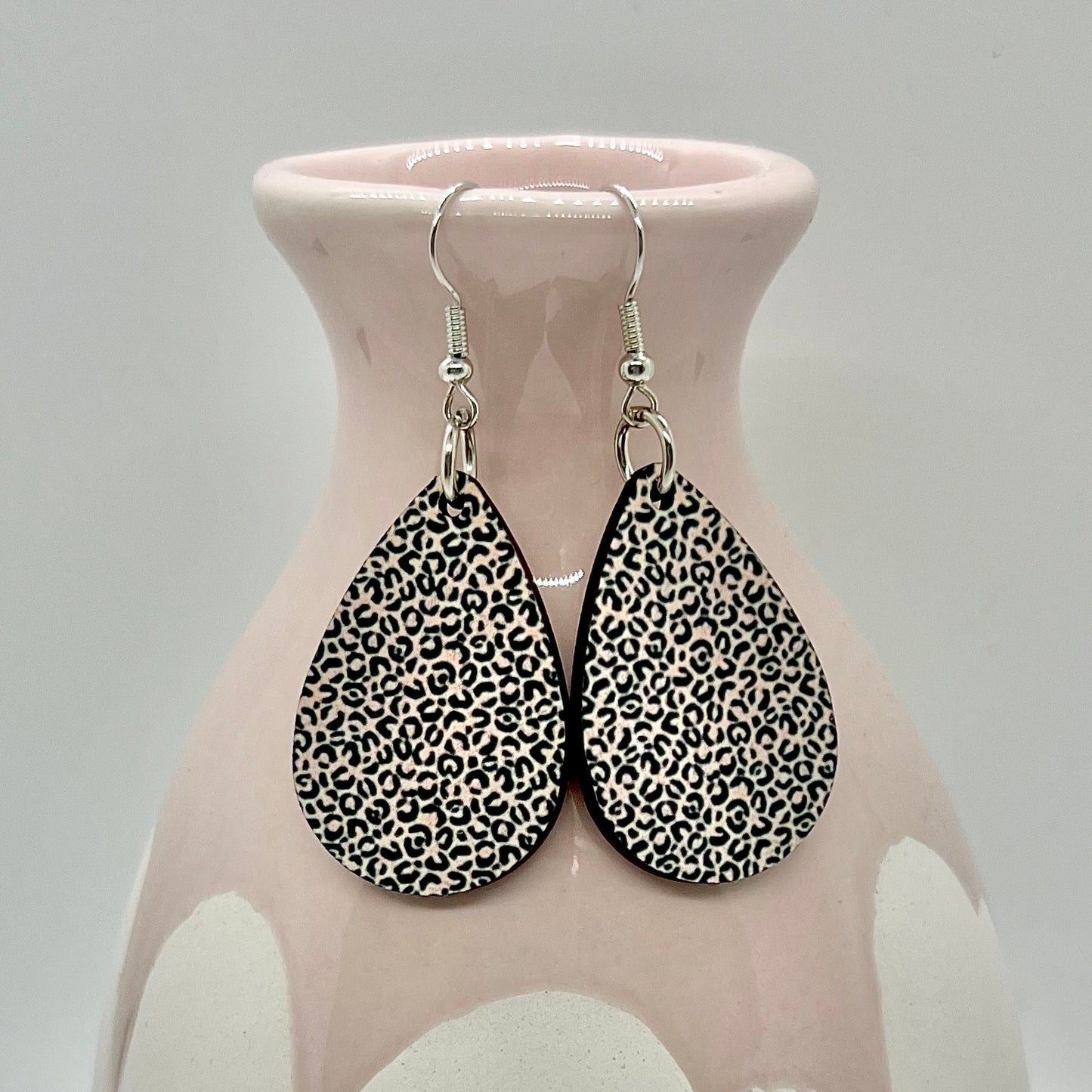 Pink Leopard Print Teardrop Earrings