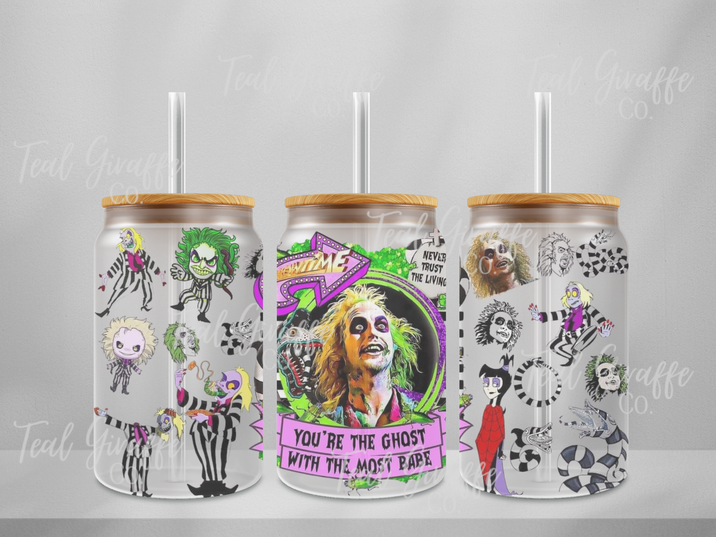 Beetlejuice 16 oz Glass Can