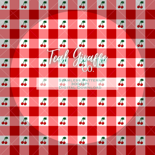 Cherry Plaid Seamless Pattern