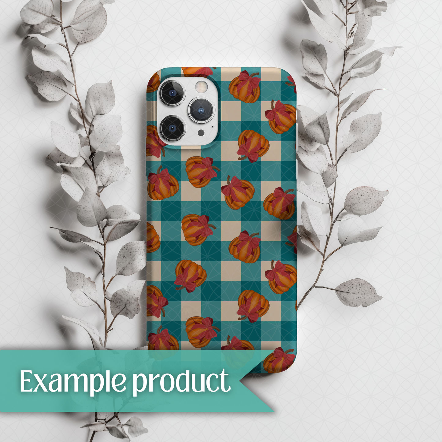 Scattered Pumpkin Plaid Seamless Pattern