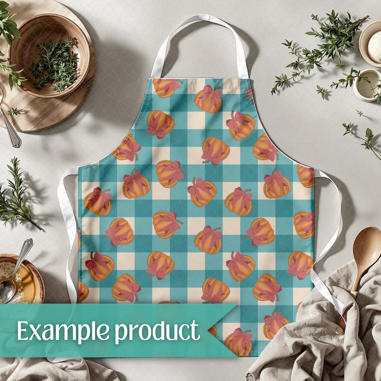 Scattered Pumpkin Plaid Seamless Pattern