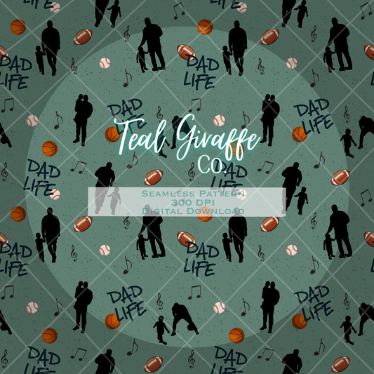 Dad Life Silhouette Seamless Pattern