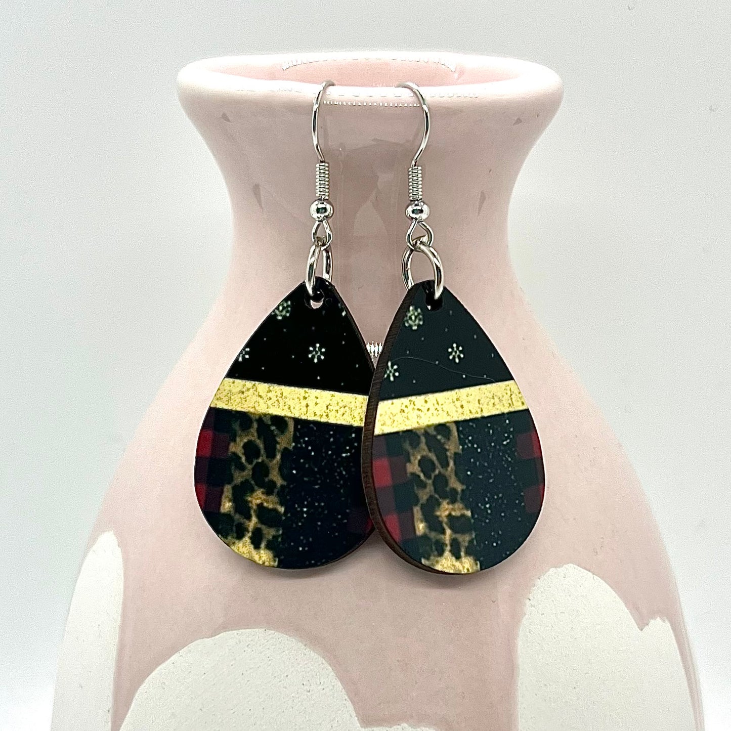 Christmas Brushstroke Teardrop Earrings