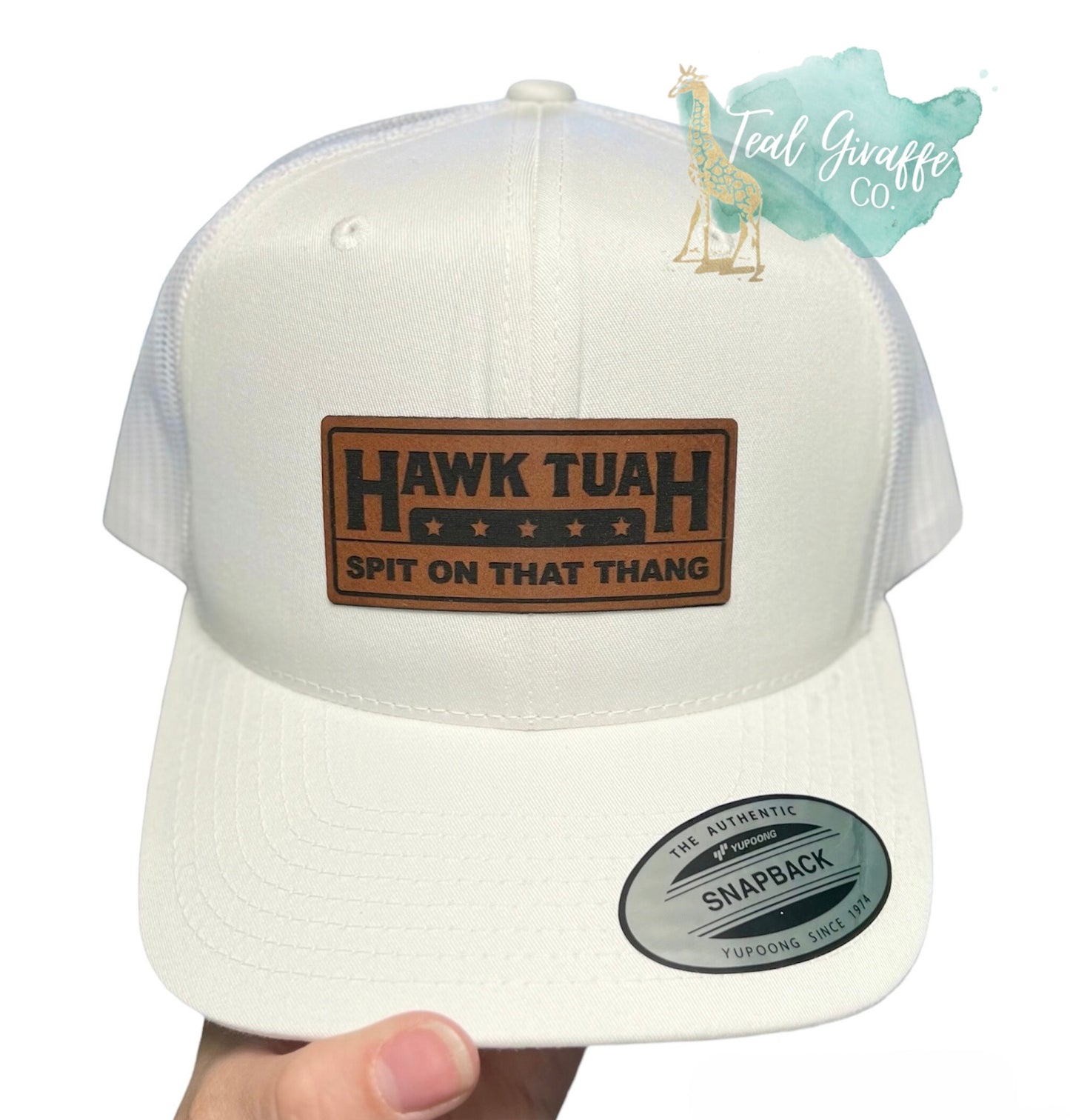 Hawk Tuah Leatherette Patch Snapback Hat