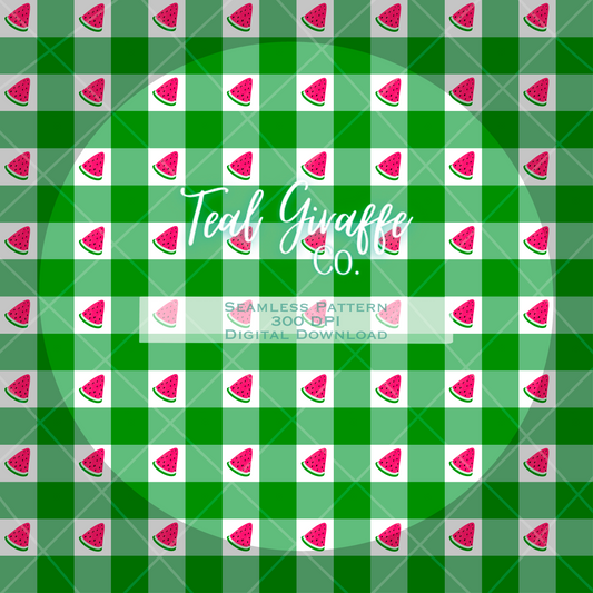 Green Watermelon Plaid Seamless Pattern