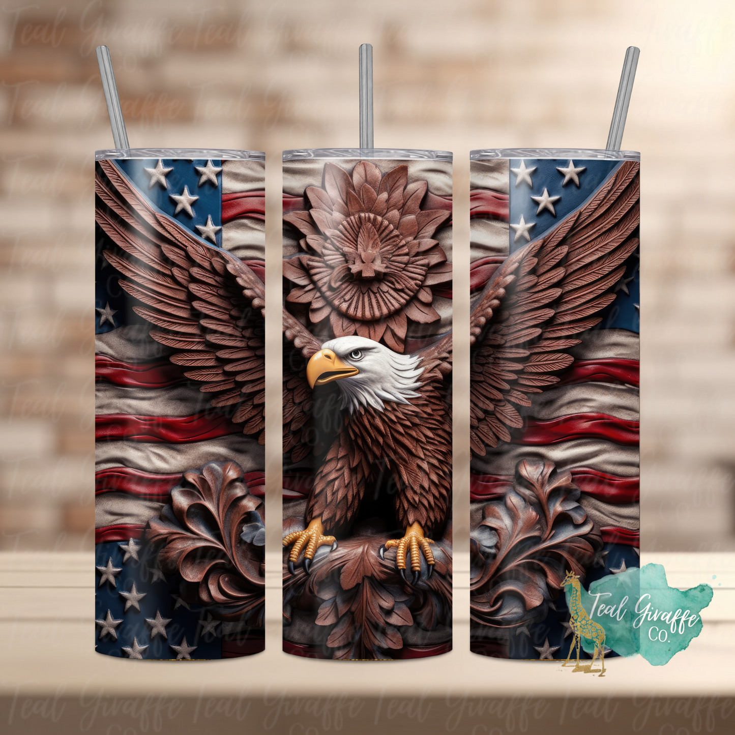 3D American Eagle 20 oz Skinny Tumbler