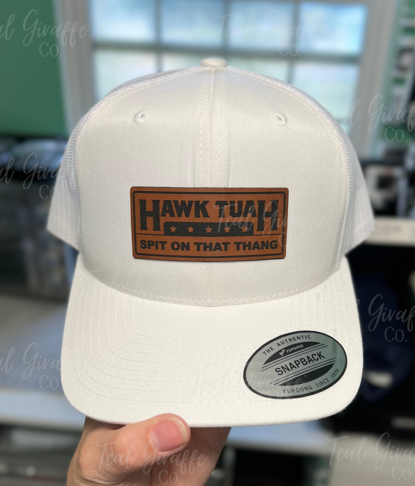 Hawk Tuah Leatherette Patch Snapback Hat