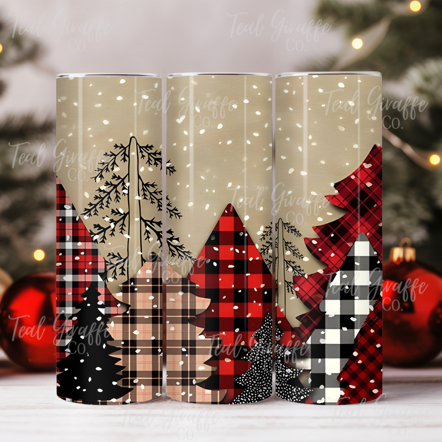 Plaid Trees 20 oz Skinny Tumbler