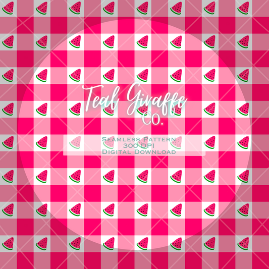 Pink Watermelon Plaid Seamless Pattern