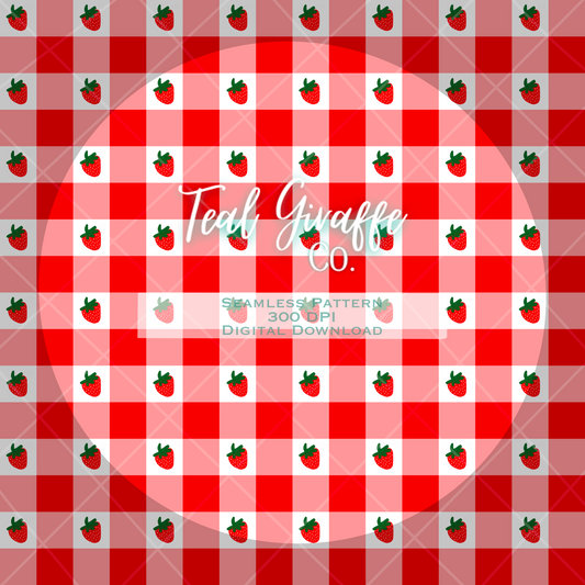 Strawberry Plaid Seamless Pattern