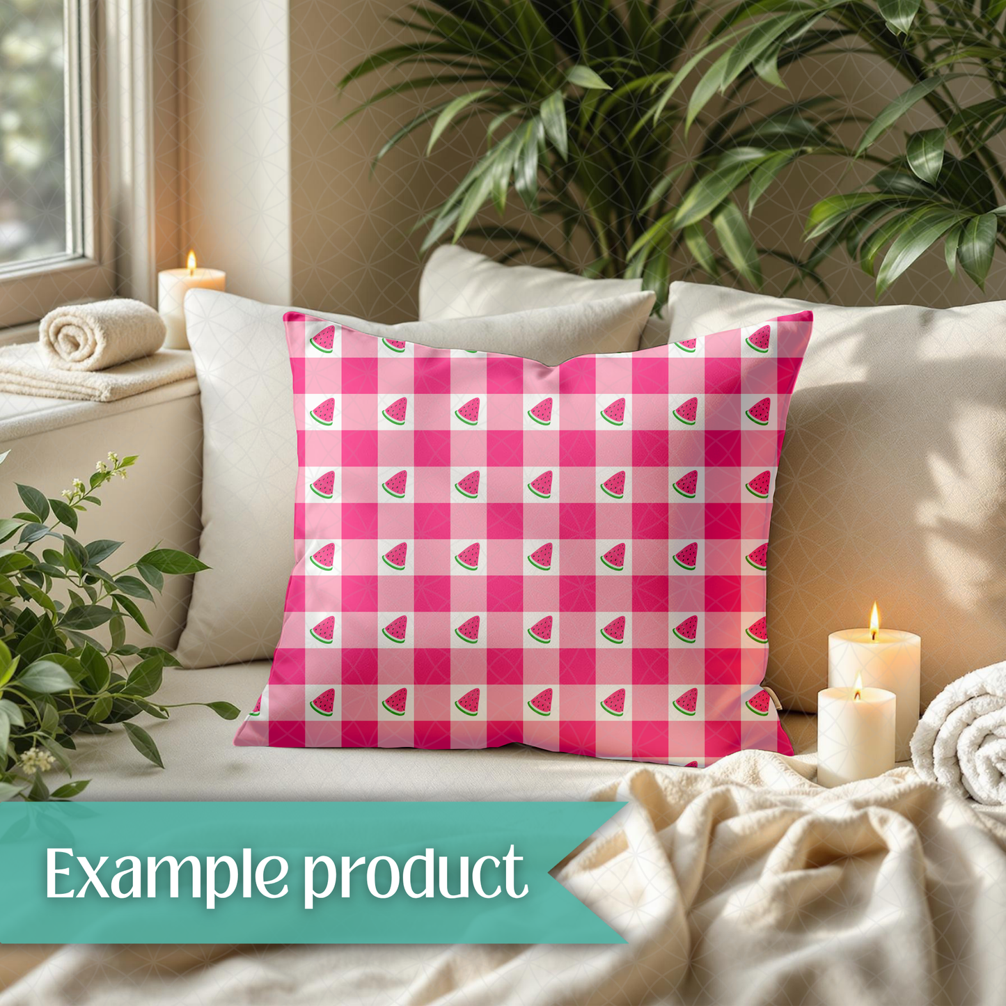 Pink Watermelon Plaid Seamless Pattern