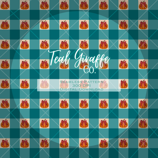 Pumpkin Plaid Seamless Pattern