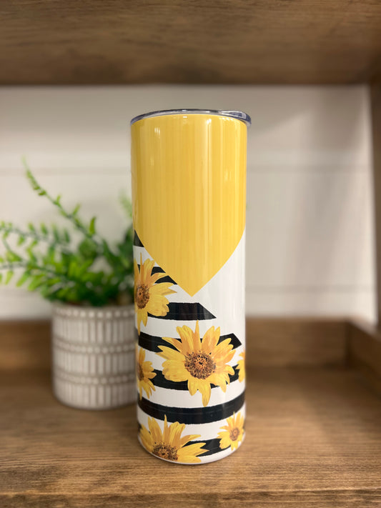 Sunflowers & Stripes 20 oz Skinny Tumbler