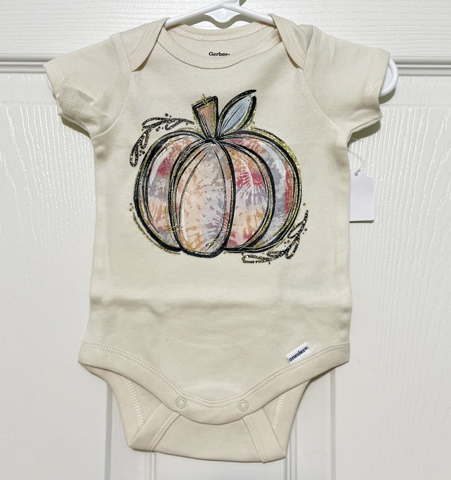 Tie Dye Pumpkin Onesie - Tan