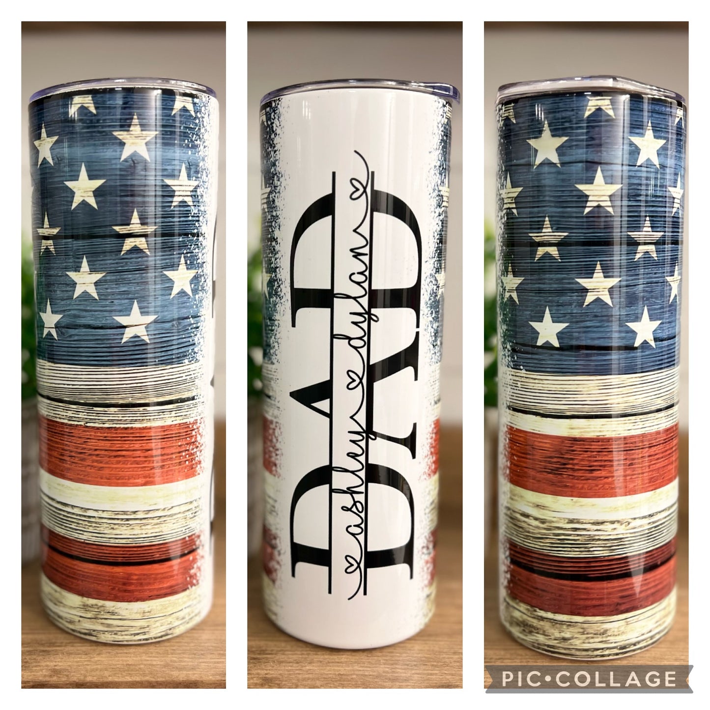 Personalized Family Names Flag 20 oz Skinny Tumbler